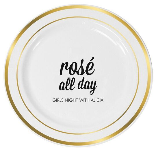 Rosé All Day Premium Banded Plastic Plates